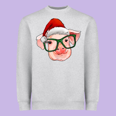 Christmas Pig With Santa Claus Hat Heavyweight Sweatshirt Designed By Ranaportraitstore