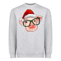 Heather Grey christmas pig with santa claus hat Heavyweight Sweatshirt - RanaPortraitStore