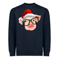 Navy christmas pig with santa claus hat Heavyweight Sweatshirt - RanaPortraitStore