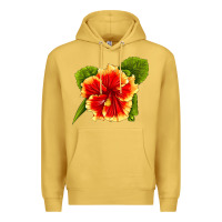 Antique Gold Hawaiian Hibiscus Flower Premium Hoodie - LillyAllenDesigns