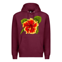 Burgundy Hawaiian Hibiscus Flower Premium Hoodie - LillyAllenDesigns