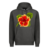 Charcoal Heather Hawaiian Hibiscus Flower Premium Hoodie - LillyAllenDesigns