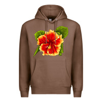 Chestnut Hawaiian Hibiscus Flower Premium Hoodie - LillyAllenDesigns