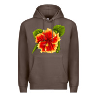 Coffee Hawaiian Hibiscus Flower Premium Hoodie - LillyAllenDesigns