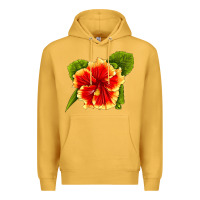 Mustard Hawaiian Hibiscus Flower Premium Hoodie - LillyAllenDesigns