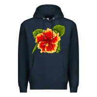 Navy Hawaiian Hibiscus Flower Premium Hoodie - LillyAllenDesigns