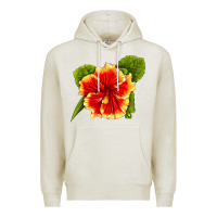 Oatmeal Heather Hawaiian Hibiscus Flower Premium Hoodie - LillyAllenDesigns