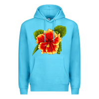 Ocean Blue Hawaiian Hibiscus Flower Premium Hoodie - LillyAllenDesigns