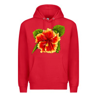 Red Hawaiian Hibiscus Flower Premium Hoodie - LillyAllenDesigns