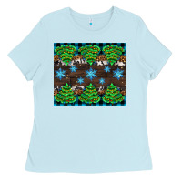 Baby Blue Christmas tree with snow Ladies Tee - AdoDesignShop