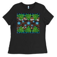 Black Christmas tree with snow Ladies Tee - AdoDesignShop
