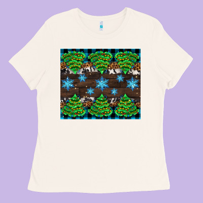 Christmas Tree With Snow Ladies Tee Designed By Adodesignshop