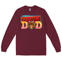 Burgundy firefighter dad Long Sleeve Tee - AdoDesignShop