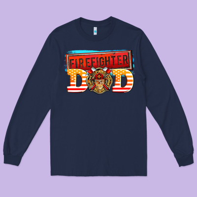 Firefighter Dad Long Sleeve Tee Designed By Adodesignshop