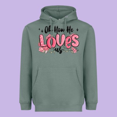Oh How He Loves Us Heavyweight Hoodie Designed By Maliassmallbusiness