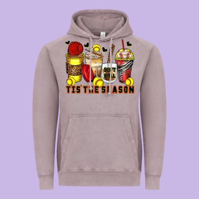 Tis' The Season Softball Coffee Cups Vintage Hoodie Designed By Zillion Design Studio