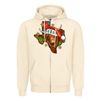 Sandshell Shaggy cow Texas Christmas Zipper Hoodie - Jasminsmagicworld