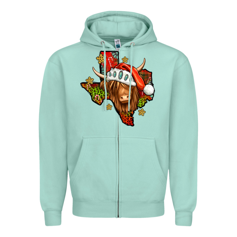 Shaggy Cow Texas Christmas Zipper Hoodie by Jasminsmagicworld | Teevron