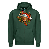Sports Green Shaggy cow Texas Christmas Zipper Hoodie - Jasminsmagicworld