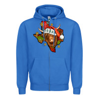 True Royal Shaggy cow Texas Christmas Zipper Hoodie - Jasminsmagicworld