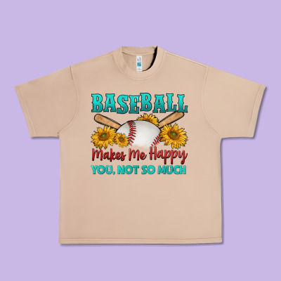 Baseball Makes Me Happy You, Not So Much Urban Heavy Tee Designed By Hra Design Shop