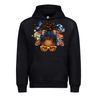 Black blue and gold american football afro messy bun Urban Hoodie - texasbilliewilder