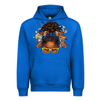 Cobalt blue and gold american football afro messy bun Urban Hoodie - texasbilliewilder