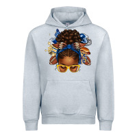 Heather Grey blue and gold american football afro messy bun Urban Hoodie - texasbilliewilder
