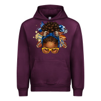 Blue And Gold American Football Afro Messy Bun Urban Hoodie | Teevron