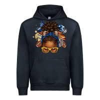 Navy blue and gold american football afro messy bun Urban Hoodie - texasbilliewilder