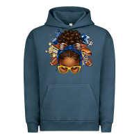 Pigment Midnight Navy blue and gold american football afro messy bun Urban Hoodie - texasbilliewilder