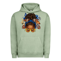 Pigment Oil Green blue and gold american football afro messy bun Urban Hoodie - texasbilliewilder