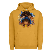 Pigment Peanut Butter blue and gold american football afro messy bun Urban Hoodie - texasbilliewilder