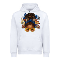 White blue and gold american football afro messy bun Urban Hoodie - texasbilliewilder