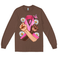 Chestnut Breast Cancer Fist Daisy Butterfly Long Sleeve Tee - Artiststas