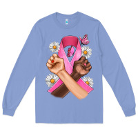Colony Blue Breast Cancer Fist Daisy Butterfly Long Sleeve Tee - Artiststas