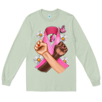 Matcha Breast Cancer Fist Daisy Butterfly Long Sleeve Tee - Artiststas