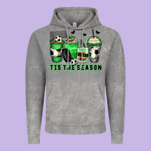 Tis' The Season Soccer Coffee Cups Vintage Hoodie Designed By Zillion Design Studio