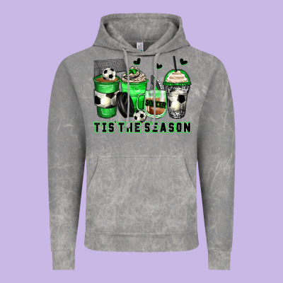 Tis' The Season Soccer Coffee Cups Vintage Hoodie Designed By Zillion Design Studio
