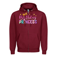 Burgundy birthday princess Zipper Hoodie - NancyCooperArtShop