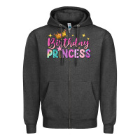 Charcoal Heather birthday princess Zipper Hoodie - NancyCooperArtShop