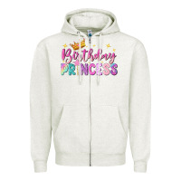 Oatmeal Heather birthday princess Zipper Hoodie - NancyCooperArtShop