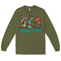 Army Green happy easter leopard cowhide turquoise cactus bunny's Long Sleeve Tee - JahusDesignShop