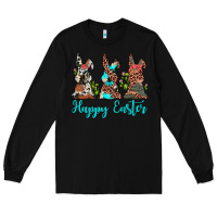 Black happy easter leopard cowhide turquoise cactus bunny's Long Sleeve Tee - JahusDesignShop