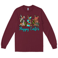 Burgundy happy easter leopard cowhide turquoise cactus bunny's Long Sleeve Tee - JahusDesignShop
