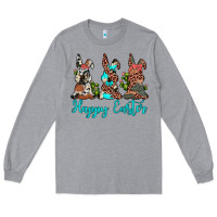 Heather Grey happy easter leopard cowhide turquoise cactus bunny's Long Sleeve Tee - JahusDesignShop