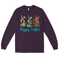 Plum happy easter leopard cowhide turquoise cactus bunny's Long Sleeve Tee - JahusDesignShop