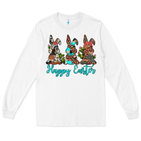 White happy easter leopard cowhide turquoise cactus bunny's Long Sleeve Tee - JahusDesignShop