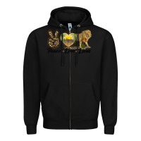 Black peace love lions Zipper Hoodie - LillyAllenDesigns