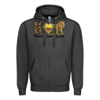Charcoal Heather peace love lions Zipper Hoodie - LillyAllenDesigns